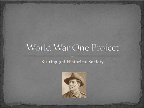 Ku-Ring-Gai Historical Society WW1 project
