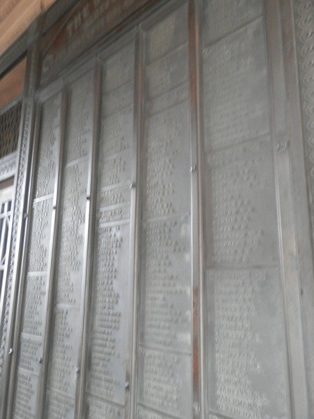 a portion of the honour roll at the Freemasons building, North Terrace, Adelaide