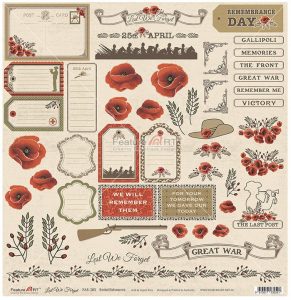 Couture Creations LEST WE FORGET 05-12x12" d/sided scrapbooking paper ANZAC 