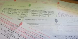 birth, marriage and death certificates from the GRO