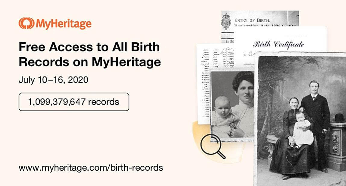 FREE Access to Over 1 Billion Birth Records on MyHeritage