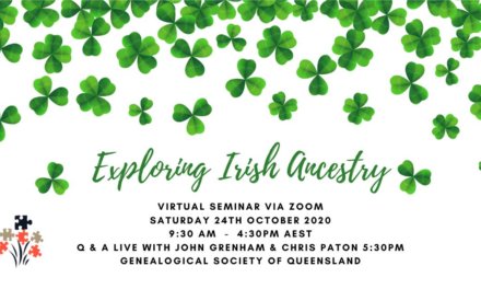 Exploring Irish Ancestry – Day Seminar, 24 October 2020