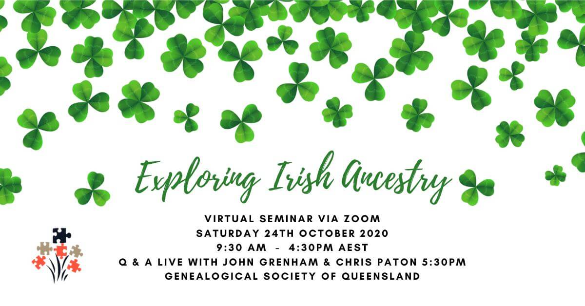 Exploring Irish Ancestry – Day Seminar, 24 October 2020